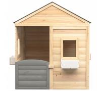 vidaXL Maison de jeux et porte verrouillable/fleurs bois massif sapin, maison de jeux en bois, aire de jeux pour enfants, 93687