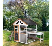 Maison De Jeux Extérieure Multifonction En Bois Massif Résistant Gris Et Naturel TU