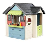 Maison de jeux extérieure SMOBY Life Chef House avec cuisine et boutique 48 accessoires, comptoir restaurant, anti-UV, bleu/blanc crème/vert tilleul/jaune