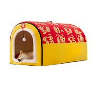 Maison de lit chaude pour chien, lit nid de couchage chaud pour chiot sur le thème du Nouvel An | Pliable 2 façons d'utiliser la couverture amovible et lavable nid chaud d'intérieur pour animaux de co
