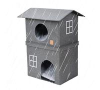 Maison de Lit pour Chat Cabane Semi-Fermée À Deux Niveaux | Grotte Lit Semi-fermée pour Chat Pour La Détente Des Chatons Toutes Les Saisons, Espace Privé Et Sécurisé Pour Petits