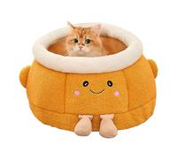 Maison de lit pour chat, fournitures et accessoires mignons en forme d'orange chaude pour chien, lit d'hiver pour chat | pour l'extérieur, hiver, voyage, voiture, camping, bureau, table de chevet