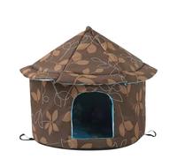 Maison de lit pour Chat, Maison d'extérieur pour Chat résistante aux | Maison pour chat isolée Abri extérieur pliable, isolé, étanche, sûr, surélevé, fac Nid rond feuillu brun L H