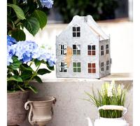 Maison de lumière métallique pour chauffe-plat Maison de lumière Vintage Décoration de fenêtre Éclairage de Noël Shabby-Chic Porte-bougie H26cm