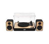 Maison de Marley - Pack Platine vinyle Révolution + 2 Haut-parleurs stéréos externes (2 x 8 watts), Tourne-disque, Lecteur Vinyle 3 Vitesses, Matériaux Recyclés, Turntable Vinyles avec Couvercle, Inst