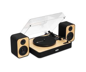 Maison de Marley - Pack Platine vinyle Révolution + 2 Haut-parleurs stéréos externes (2 x 8 watts), Tourne-disque, Lecteur Vinyle 3 Vitesses, Matériaux Recyclés, Turntable Vinyles avec Couvercle, Inst