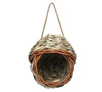 Maison de moineau à suspendre en herbe naturelle tissée à la main pour l'extérieur Petit nid de pinsons avec grande entrée Décoration de jardin tissée à la main Jardin naturel Maison à oiseaux