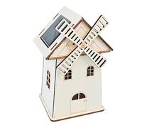 Maison De Moulin À Vent Solaire - Kit De Construction De Modèle en Bois STEM, Jouet De Construction Artisanal Créatif À Énergie Solaire pour L'apprentissage des Sciences Et Les Activités D'assemblage