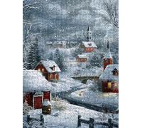 Maison De Neige Puzzle 1000 Pieces, Puzzle Adulte 1000, Impossible Classique Jigsaw, Familial Puzzles Jeu de, Jigsaws en Bois, pour Jeu Éducatif Défi, Décoration Murale Cadeau FNKL5-1087