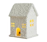 Maison de Noël éclairée, statue de maison de Noël - Décor paysager blanc avec lumière LED - Ornement de Noël en bois, figurine de maison de vacances pour la décoration de table d'hiver