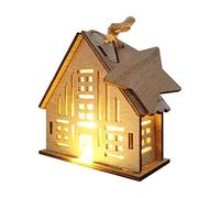 Maison de Noël en Bois,LED Maisons de Village de Noël en Bois Lumineuses,Maison Village de Noel Miniature avec des Lumières, Chalet de Noël Lumineux, pour Décoration De Table, Cadeau De Noël (Type C)