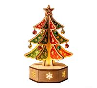 Maison De Noël En pour bois LED DIY 21x12x12cm Lumière Ambre Différenciée | pour bois Naturel Texture Visible Convient Aux Adultes Quatre Styles Compacts À Assembler