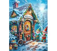 Maison de Pain d'épices de Noël 300 Pieces Casse-tête Collectionneur en Carton sans Déformation Très Difficile Motif Complexe Décoration Murale Cadeau Noël Premium 300 PCS