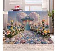 Maison De Plage De Rêve 01 Manta de franela 3D Suave - Cubre Sofá/Cama 220x240 cm,Ambiance De Conte De Fées Romantique Estampado 3D Ultrarealista,Polar Caliente,Lavable,Hogar/Dormitorio