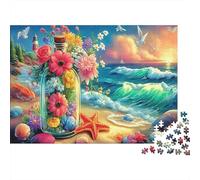 Maison de Plage Tropicale Papier épais Coquillages et Fleurs sur Une Plage Tropicale Lot de Puzzle pour Seniors Entraînement cérébral Cadeau Secret de Noël 70x50cm/1000 pièces