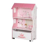 Maison De Poupée 2 En 1 - Roba - Rose / Blanc - Tiroir De Rangement - Hauteur 102 Cm