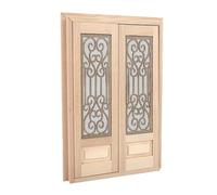 Maison de poupée classique 1/12 miniature double porte moustiquaire non peinte meubles figurine pour maisons de poupée salon décoration