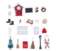 Maison de poupée décorations de noël 24 pièces/Ensemble Bricolage Miniature Simulation fée Porte thème noël Mignon Dessin animé Maison poupée Meubles