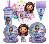 Maison de poupée Disney Gabby, décoration de fête d'anniversaire, serviettes en ballon, vaisselle jetable pour enfants, fournitures de fête à thème, cadeaux pour enfants 50pcs