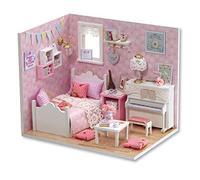 Maison de poupée DIY - Kit Miniature de Maison de poupée avec lumière LED - Cadeaux créatifs pour Amis, Parents, Belle Petite Chambre (Princesse du)