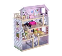 Maison de poupée en Bois Jeu d'imitation 4 Rose HOMCOM
