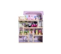 Maison de poupée en bois jeu d'imitation grand réalisme multi-équipement 60L x 30l x 80H cm blanc et rose Rose G