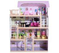 HOMCOM - Maison de poupée - Bois - 60x30x80cm - Rose