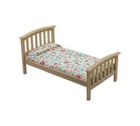 Maison de poupée en bois Lit simple avec matelas imprimé floral pour maison de poupée à l'échelle 1/12 Projet d'artisanat Modèle Scène Affichage Meubles miniatures