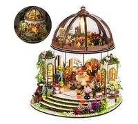 Maison de Poupée en Bois Miniature, Maison a Construire Kit,DIY Miniature De Jardin House avec Meubles et Lumière LED, Cadeau de Bricolage pour Adultes