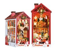 Maison de Poupée en Bois Miniature Noel, Maison a Construire Kit,DIY Miniature De Jardin House avec Meubles et Lumière LED, Cadeau de Bricolage pour Adultes Enfant