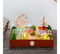 Maison De Poupée En Bois, Parc D'Attractions, Boîte À Musique Miniature, Grande Roue Avec Meubles, Jouets Pour Enfants, Cadeau De Noël, Nouvelle Collection