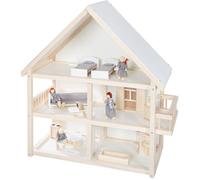 Roba Maison De Poupée À 3 Étages En Bois Naturel + 16 Pièces De Mobilier Et 4 Poupées - Jouet D'imitation