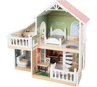 Maison de poupée en bois villa compacte avec meubles