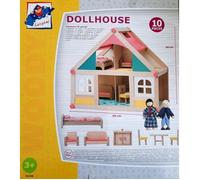 Maison de poupée en bois - WOODY - avec accessoires - pour enfants à partir de 3 ans - couleurs gaies