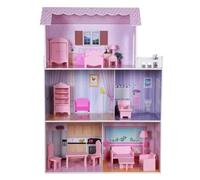 Maison De Poupée En Bois - Woomax - 3 Étages - 13 Meubles Inclus