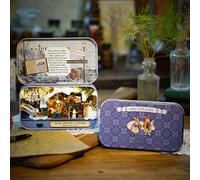 Maison de Poupée Miniature à Faire Soi-même, Faite à la Main, avec 3 Thèmes : Balade en Hiver, Coin de Rue, Rural. Assemblage Requis avec Mini Carnet, (Itinéraire d'hiver)