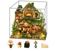 Maison de poupée miniature à faire soi-même - Maison de poupée en bois fabriquée à la main avec lumière LED et housse anti-poussière - Cadeaux uniques pour adolescents et adultes