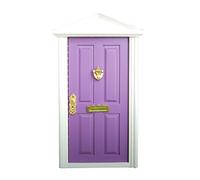 Maison de poupée miniature avec porte en bois violet à 4 panneaux avec clé