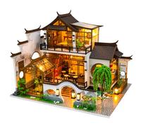 Maison de poupée miniature de style chinois à faire soi-même avec meubles, kit maison de poupée en bois, échelle 1:24, pièce créative pour cadeau d'anniversaire
