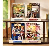 Maison de poupée miniature DIY, kit de petite maison, puzzle 3D fait main, modèle de montage, décoration de pièce, artisanat en bois, cadeaux d'anniversaire QT-161 with cover