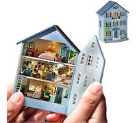 Maison de poupée Miniature en Bois à Faire soi-même, Mini Maison de poupée Faite à la Main avec LED, échelle 1:24, Jouets créatifs en Bois pour Amis Adultes, Amoureux
