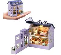 Maison de poupée Miniature en Bois à Faire soi-même, Mini Maison de poupée Faite à la Main avec LED, échelle 1:24, Jouets créatifs en Bois pour Adultes, Amis, Amoureux