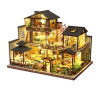 Maison de poupée miniature en bois de style japonais à 3 étages - Kit de construction de maison artisanale - Cadeaux d'anniversaire pour adultes