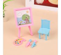 Maison De Poupée Miniature, Tableau Noir, Chaise, Planche À Dessin, 5 Pièces/Ensemble