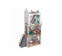 KidKraft Maison de Poupée en Bois Rowan incluant Accessoires et mobilier, Maison de Ville avec Toit terrasse et escalier extérieur pour poupées, Jouet Enfant dès 3 Ans, 10238