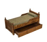 Maison de poupée non assemblée à l'échelle 1:12, meubles de chambre à coucher, lit en bois avec oreiller en tissu détachable et bords, accessoires de maisons de poupées réalistes