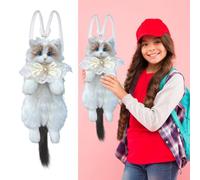 Maison de poupée Ragdoll réaliste sac à dos chat ragdoll pour femme, portefeuille, sac à dos fait à la main mignon et mignon animal sac à dos ensemble d'accessoires de poupée (A, taille unique)
