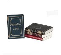 Maison de poupées 4 livres reliés avec pages miniatures pour étude, école, bibliothèque accessoire