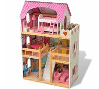 Maison de poupées à trois étages pour enfant Bois 60 x 30 x 90 cm vidaXL