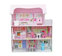 Maison de Poupées - Alba Outdoor Toys - 3 étages - 5 pièces - 8 meubles - LED